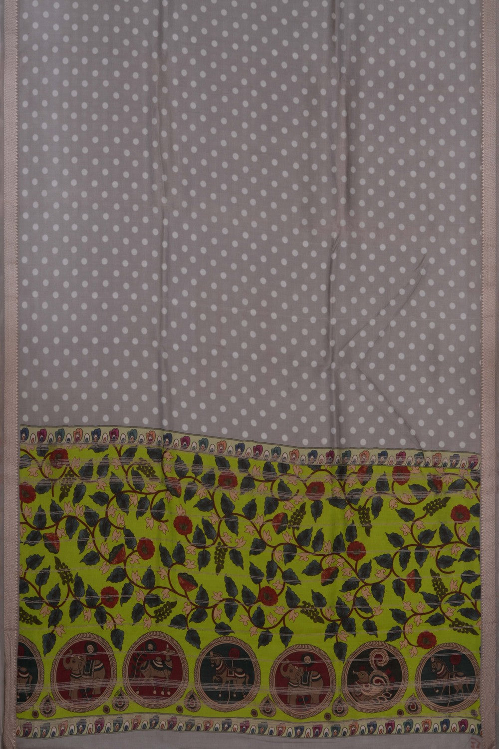 Image of Mangalgiri Silk Grey Saree
